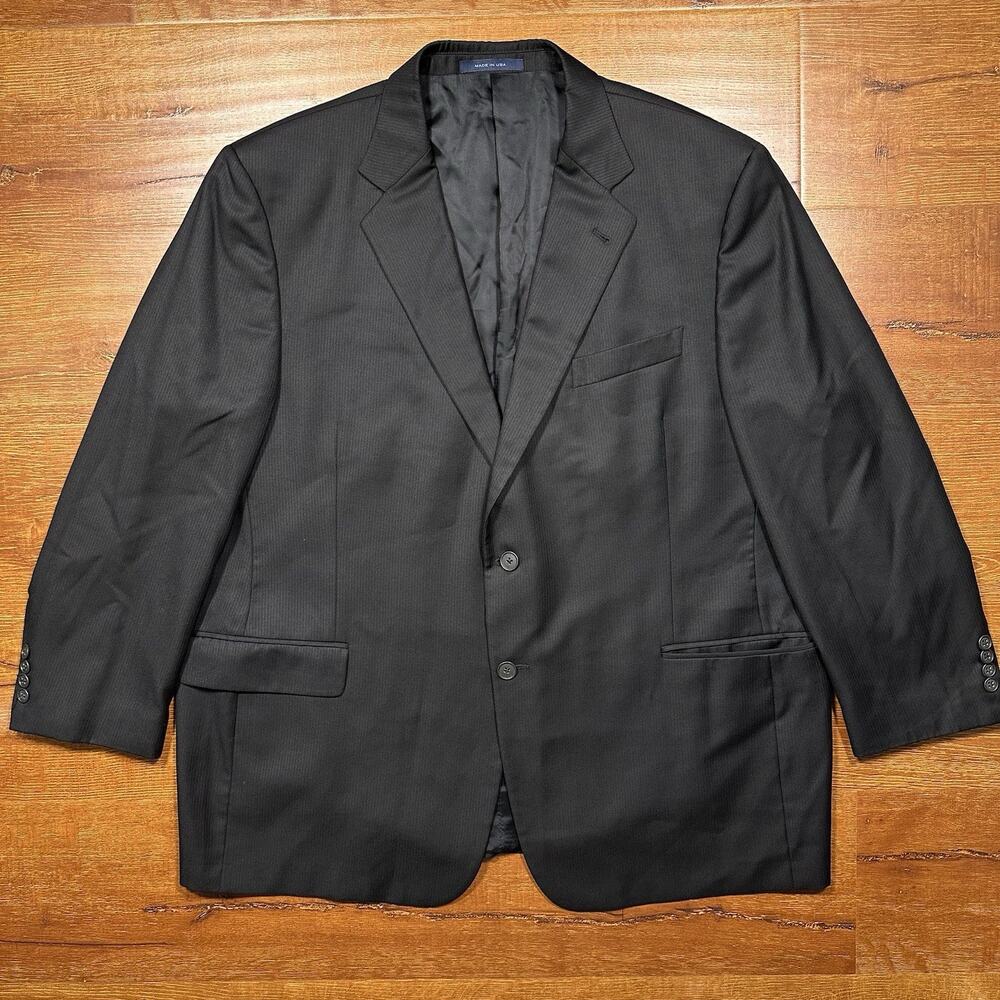 Joseph Abboud Loro Piana Blazer Jacket 48R Black 100% Wool Super 120s Luxury
